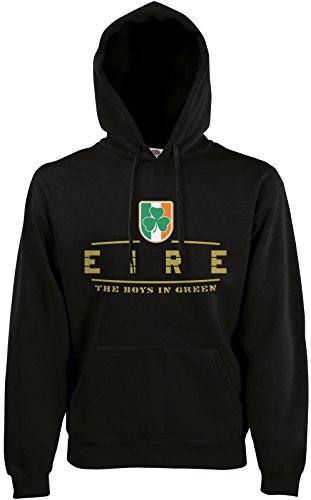 AkyTEX Irland Eire Fan-Hoodie EM-2021 Kapuzenpullover Schwarz XL von AkyTEX