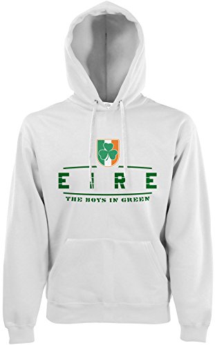 AkyTEX Irland Eire Fan-Hoodie EM-2021 Kapuzenpullover Weiß M von AkyTEX