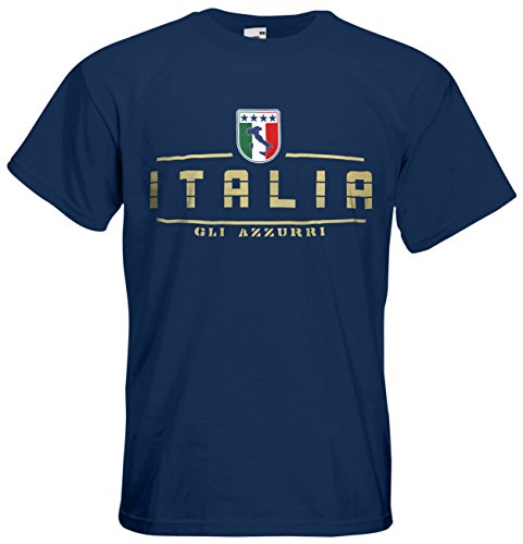 Italien Italia T-Shirt Fanshirt Nation EM-2021 Navyblau M von AkyTEX