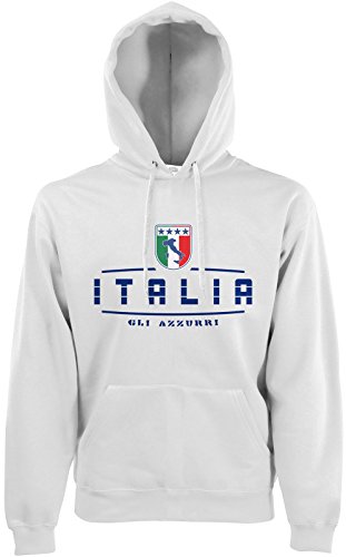 AkyTEX Italien Italia Fan-Hoodie EM-2021 Kapuzenpullover Weiß L von AkyTEX
