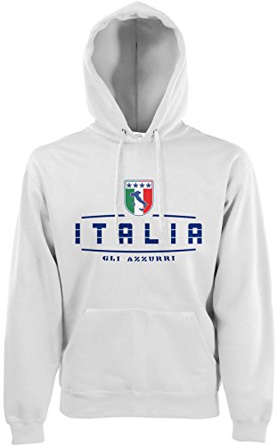AkyTEX Italien Italia Fan-Hoodie EM-2021 Kapuzenpullover Weiß M von AkyTEX