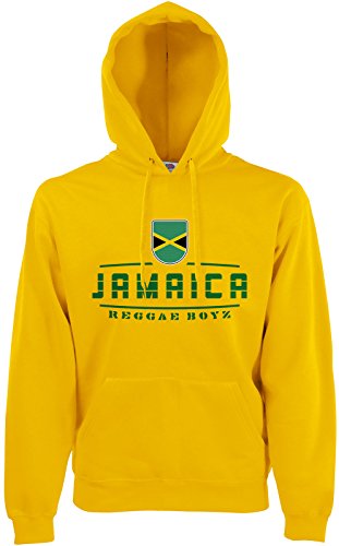 AkyTEX Jamaika Jamaica Fan Hoodie Kapuzenpullover WM2018 Gelb M von AkyTEX