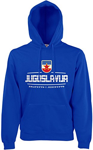 AkyTEX Jugoslawien Jugoslavija Fan-Hoodie EM-2021 Kapuzenpullover Royalblau L von AkyTEX