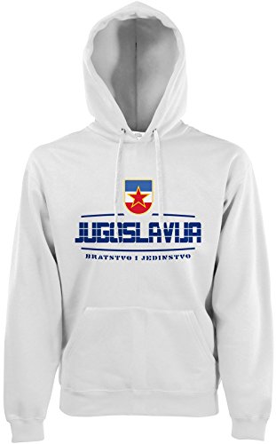 AkyTEX Jugoslawien Jugoslavija Fan-Hoodie EM-2021 Kapuzenpullover Weiß L von AkyTEX