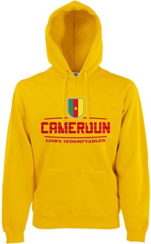 AkyTEX Kamerun Cameroun Fan Hoodie Kapuzenpullover WM2018 Gelb S von AkyTEX