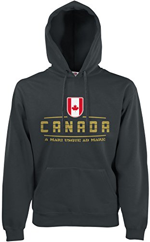 AkyTEX Kanada Canada Fan Hoodie Kapuzenpullover WM2018 Graphit L von AkyTEX