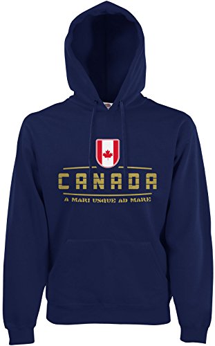 AkyTEX Kanada Canada Fan Hoodie Kapuzenpullover WM2018 Navyblau XL von AkyTEX