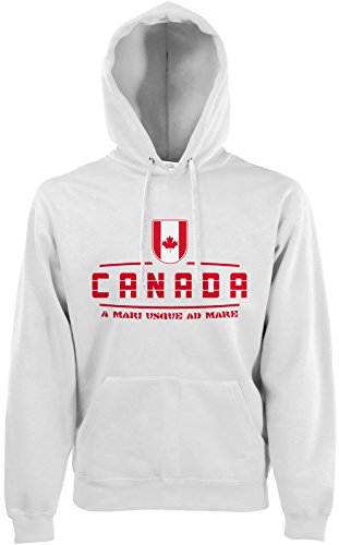 AkyTEX Kanada Canada Fan Hoodie Kapuzenpullover WM2018 Weiß S von AkyTEX