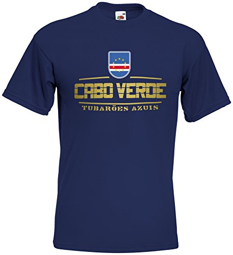 AkyTEX Kap Verde Cabo Verde Fanshirt T-Shirt WM2018 Navyblau L von AkyTEX