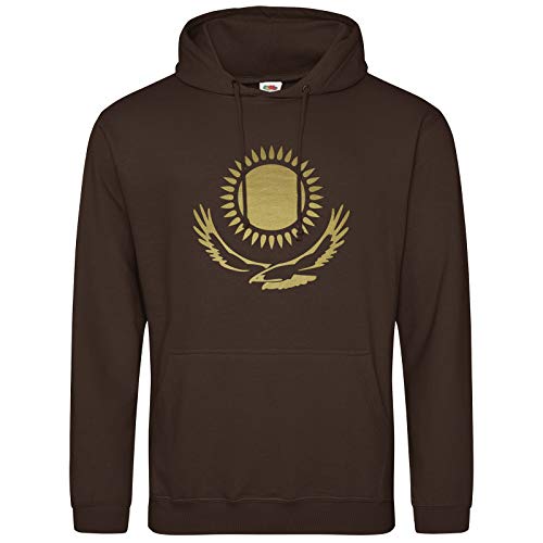 AkyTEX Kasachstan KA3AXCTAH Hoodie Kapuzenpullover Hoody Sonne Adler Wappen (Chocolate, XL) von AkyTEX