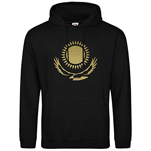 AkyTEX Kasachstan KA3AXCTAH Hoodie Kapuzenpullover Hoody Sonne Adler Wappen (Schwarz, L) von AkyTEX