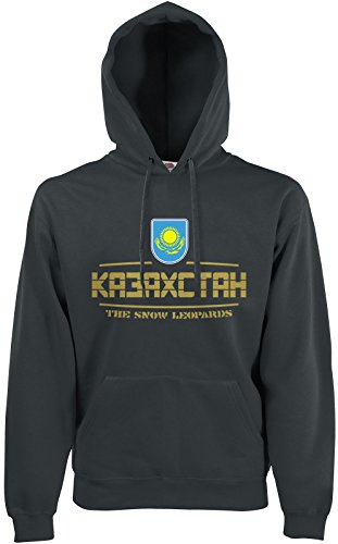 AkyTEX Kasachstan Ka3axctah Fan-Hoodie EM-2021 Kapuzenpullover Graphit L von AkyTEX