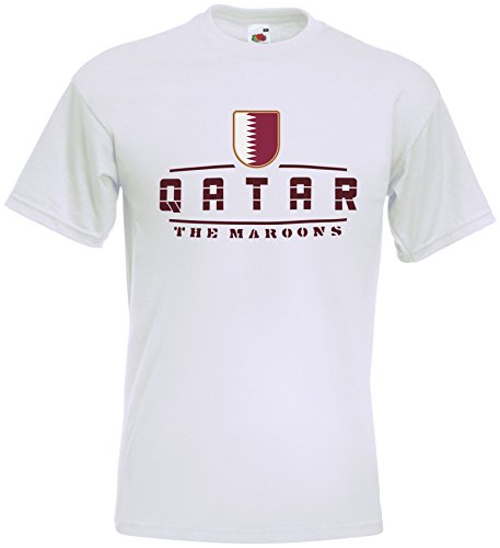 AkyTEX Katar Qatar Fanshirt T-Shirt WM2018 Weiß M von AkyTEX