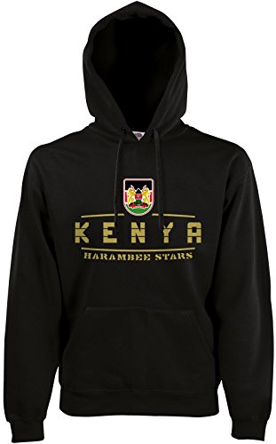 AkyTEX Kenia Kenya Fan Hoodie Kapuzenpullover WM2018 Schwarz M von AkyTEX
