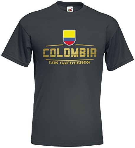 AkyTEX Kolumbien Colombia Fanshirt T-Shirt WM2018 Graphit S von AkyTEX