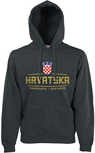 AkyTEX Kroatien Hrvatska Fan-Hoodie EM-2021 Kapuzenpullover Graphit M von AkyTEX