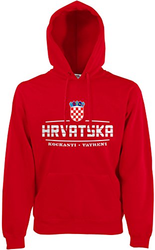 AkyTEX Kroatien Hrvatska Fan-Hoodie EM-2021 Kapuzenpullover Rot XL von AkyTEX