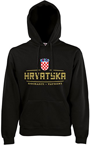 AkyTEX Kroatien Hrvatska Fan-Hoodie EM-2021 Kapuzenpullover Schwarz XXL von AkyTEX