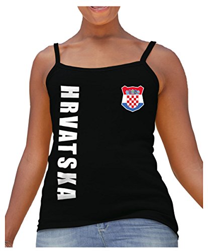 AkyTEX Kroatien Hrvatska Spaghetti-Top Name Nr Strap-T EM-2021 Schwarz XS von AkyTEX