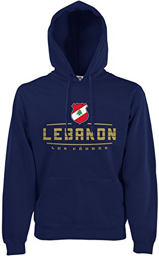 AkyTEX Libanon Lebanon Fan Hoodie Kapuzenpullover WM2018 Navyblau XXL von AkyTEX