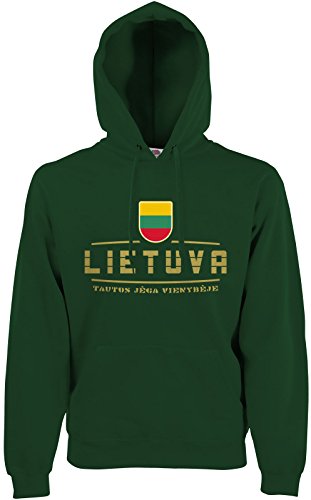 AkyTEX Litauen Lietuva Fan-Hoodie EM-2021 Kapuzenpullover Flaschengrün M von AkyTEX