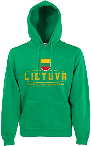 AkyTEX Litauen Lietuva Fan-Hoodie EM-2021 Kapuzenpullover Maigrün XXL von AkyTEX