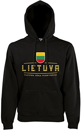 AkyTEX Litauen Lietuva Fan-Hoodie EM-2021 Kapuzenpullover Schwarz L von AkyTEX