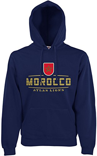 AkyTEX Marokko Morocco Fan Hoodie Kapuzenpullover WM2018 Navyblau S von AkyTEX