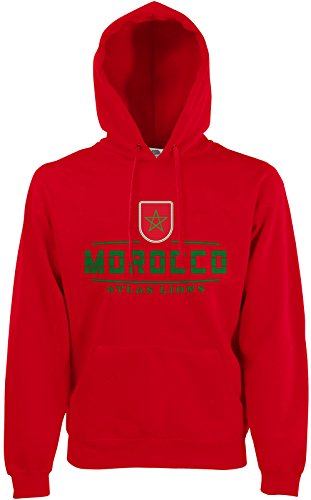 AkyTEX Marokko Morocco Fan Hoodie Kapuzenpullover WM2018 Rot L von AkyTEX