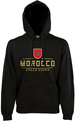 AkyTEX Marokko Morocco Fan Hoodie Kapuzenpullover WM2018 Schwarz S von AkyTEX