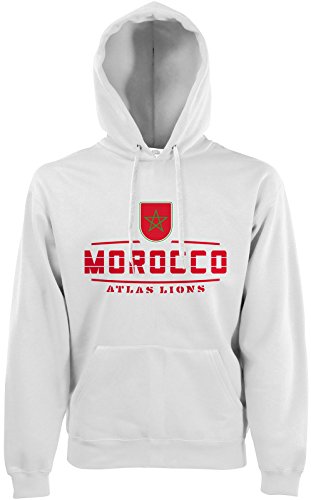 AkyTEX Marokko Morocco Fan Hoodie Kapuzenpullover WM2018 Weiß XL von AkyTEX