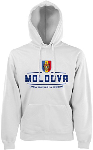 AkyTEX Moldawien Moldova Fan-Hoodie EM-2021 Kapuzenpullover Weiß L von AkyTEX