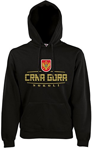 AkyTEX Montenegro CRNA Gora Fan-Hoodie EM-2021 Kapuzenpullover Schwarz XL von AkyTEX