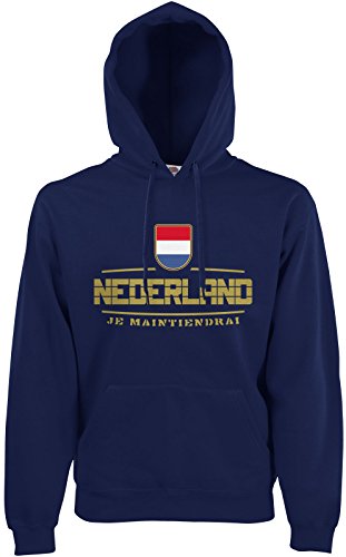 AkyTEX Niederlande Nederland Fan-Hoodie EM-2021 Kapuzenpullover Navyblau M von AkyTEX