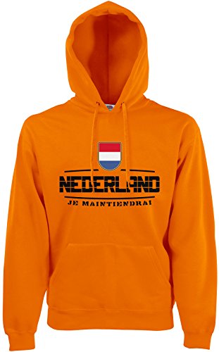AkyTEX Niederlande Nederland Fan-Hoodie EM-2021 Kapuzenpullover Orange L von AkyTEX