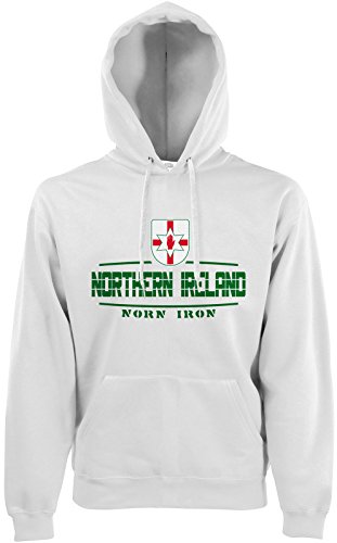 AkyTEX Nordirland Northern Ireland Fan-Hoodie EM-2021 Pullover Weiß XL von AkyTEX