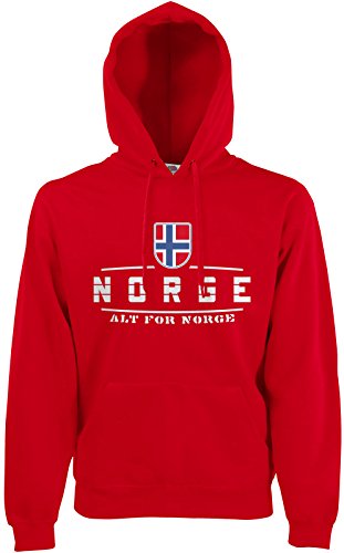 AkyTEX Norwegen Norge Fan-Hoodie EM-2021 Kapuzenpullover Rot L von AkyTEX