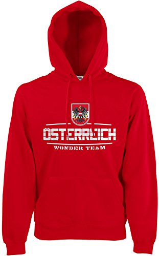 Österreich Austria Fan-Hoodie EM-2021 Kapuzenpullover Rot XXL von AkyTEX