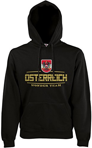 AkyTEX Österreich Austria Fan-Hoodie EM-2021 Kapuzenpullover Schwarz XXL von AkyTEX