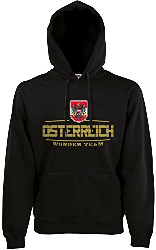 Österreich Austria Fan-Hoodie EM-2021 Kapuzenpullover Schwarz XXL von AkyTEX