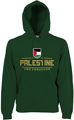 AkyTEX Palästina Palestine Fan Hoodie Kapuzenpullover WM2018 Flaschengrün L von AkyTEX