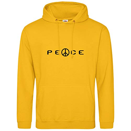 AkyTex Peace CND Hoodie Symbol Frieden Nuklear Abrüstung Kapuzenpullover Sweatshirt (Gelb, L) von AkyTex