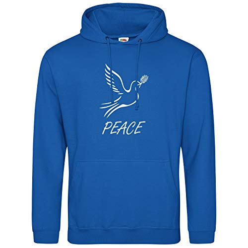 AkyTEX Peace Hoodie Friedenstaube Freedom Dove Kapuzenpullover Sweatshirt (Blau, XXL) von AkyTEX