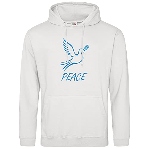 AkyTEX Peace Hoodie Friedenstaube Freedom Dove Kapuzenpullover Sweatshirt (Weiss, M) von AkyTEX