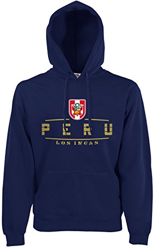 AkyTEX Peru Fan Hoodie Kapuzenpullover WM2018 Navyblau M von AkyTEX