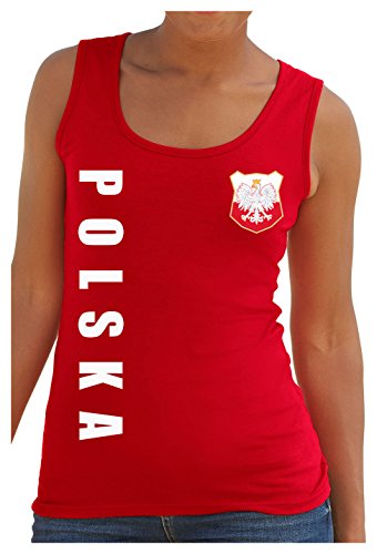 AkyTex Polen Polska Damen Tank-Top Name Nummer EM-2021 Trikot Rot L von AkyTex