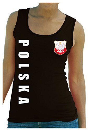 AkyTex Polen Polska Damen Tank-Top Name Nummer EM-2021 Trikot Schwarz L von AkyTex