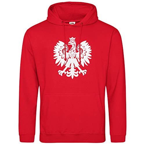 AkyTEX Polen Polska Hoodie Kapuzenpullover Hoody Wappen Adler (Rot, L) von AkyTEX