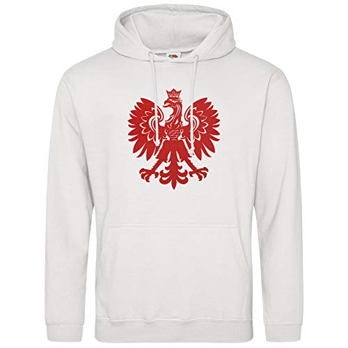 AkyTEX Polen Polska Hoodie Kapuzenpullover Hoody Wappen Adler (Weiss, L) von AkyTEX