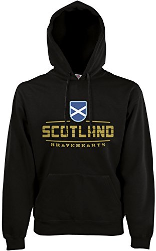 AkyTEX Schottland Scotland Fan-Hoodie EM-2021 Kapuzenpullover Schwarz S von AkyTEX